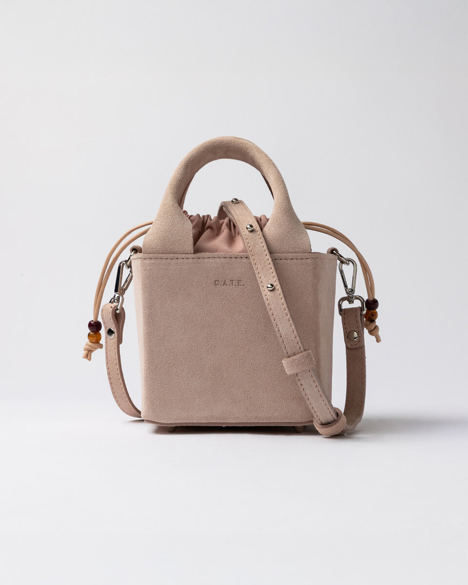 CUBO-TASCHE AUS WILDLEDER, ROSA