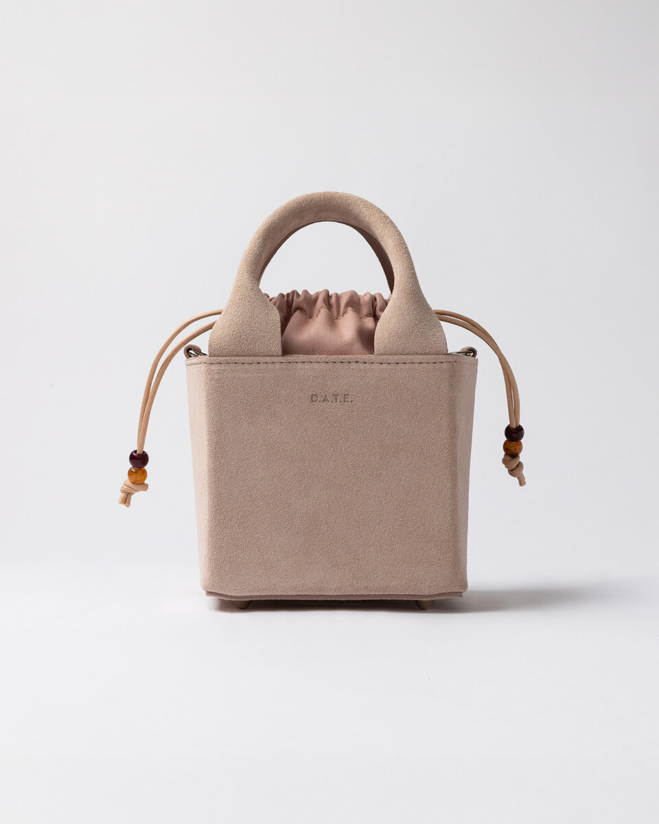 CUBO-TASCHE AUS WILDLEDER, ROSA