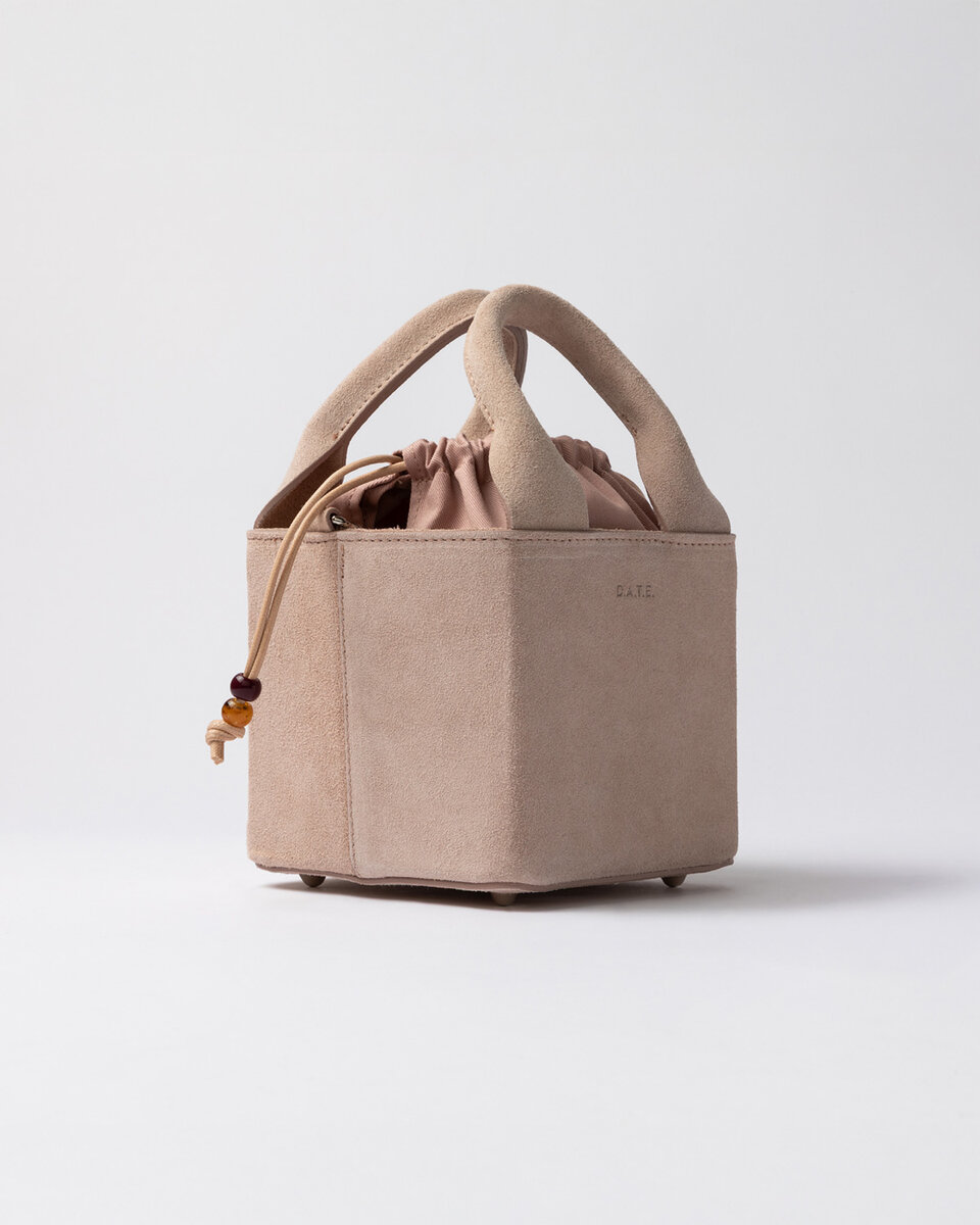 CUBO-TASCHE AUS WILDLEDER, ROSA