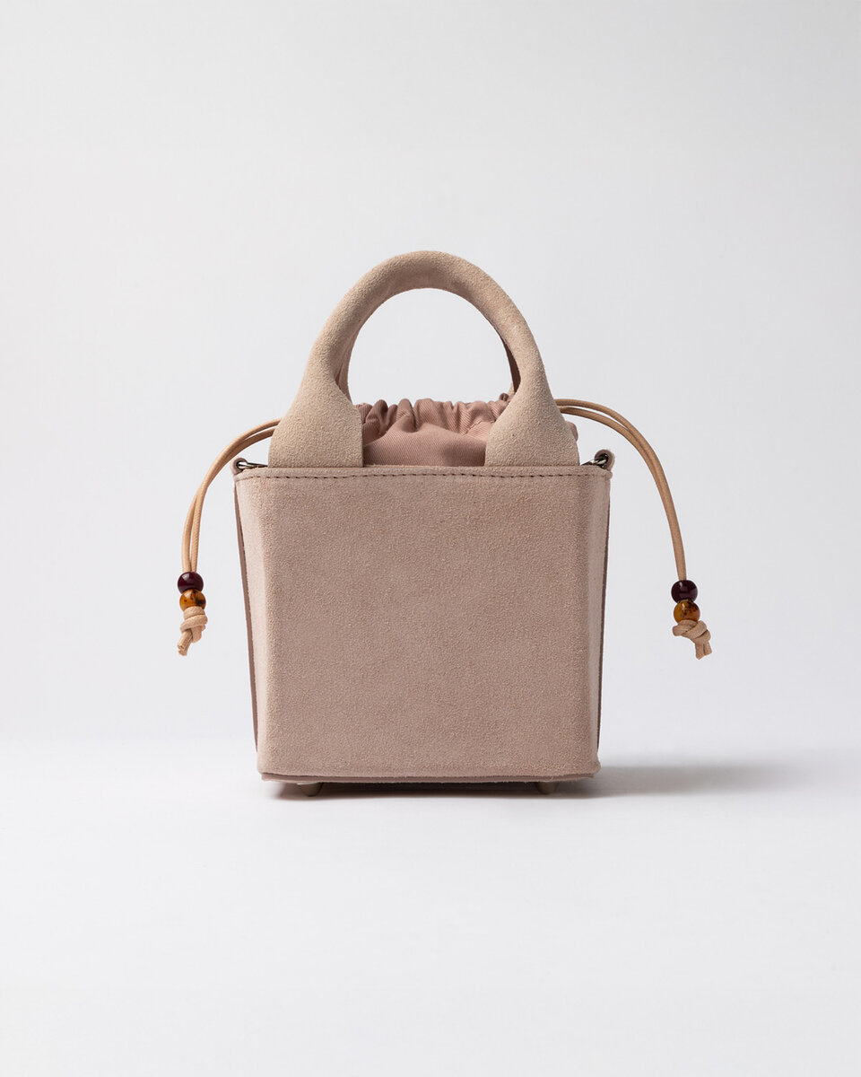 CUBO-TASCHE AUS WILDLEDER, ROSA